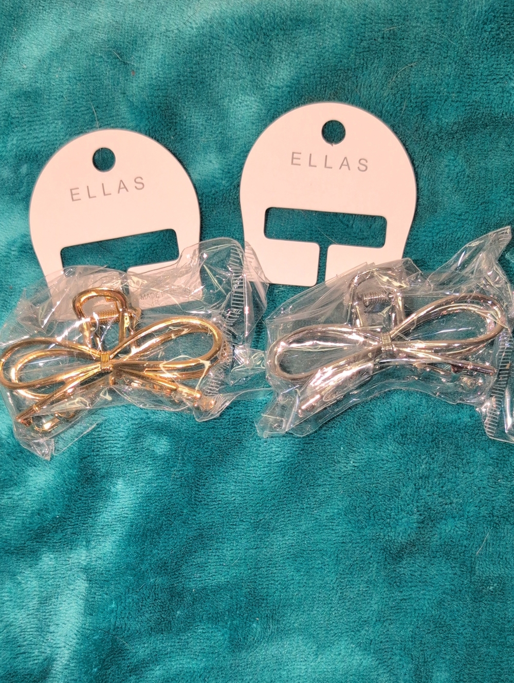 Ella Metallic Bow Hair Clip Duo - Gold & Silver Set